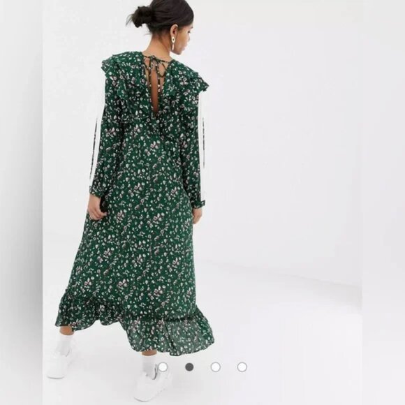 Ghospell Floral Ruffle Hem Maxi Dres - Picture 3 of 13